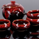 Набор для чайной церемонии керамический «Лунное озеро», 7 предметов: чайник 150 мл, 6 пиал 50 мл, цвет красный - Фото 2