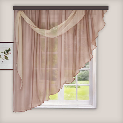 Комплект штор для кухни Весна 280х160 см, какао лев., 100% п/э