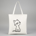 Сумка - шоппер, с подкладом, с принтом, 35×2×40 см, белый - Фото 3