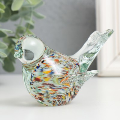 Сувенир стекло в стеклокрошку "Птичка разноцветная" L 100 h 60 мм МИКС