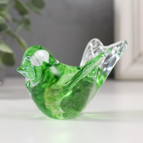 Сувенир стекло в стеклокрошку "Птичка зеленая" 10х7х4,5 см МИКС