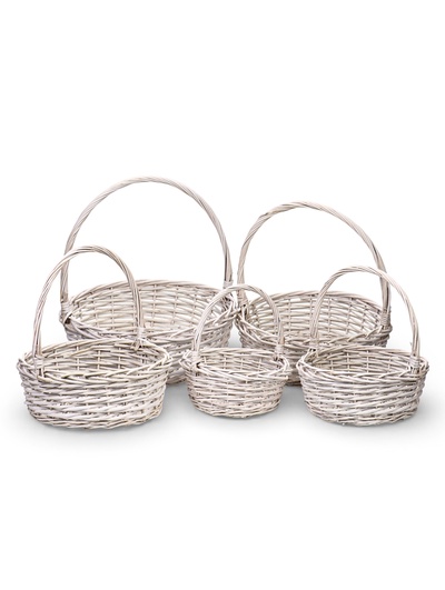 Набор корзин, 5 шт, 40×14/42 см, 35×13/38 см, 30×12/33 см, 26×11/28 см, 20×10/24 см, ива