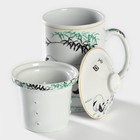 Кружка керамическая с крышкой и ситом «Панды», 300 мл, белая - Фото 2