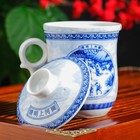 Кружка керамическая с крышкой и ситом «Пейзаж», 320 мл, блюдце d=11,5 см - Фото 2