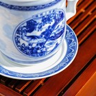 Кружка керамическая с крышкой и ситом «Пейзаж», 320 мл, блюдце d=11,5 см - Фото 4