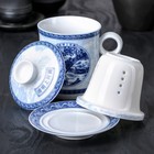 Кружка керамическая с крышкой и ситом «Пейзаж», 320 мл, блюдце d=11,5 см - Фото 7