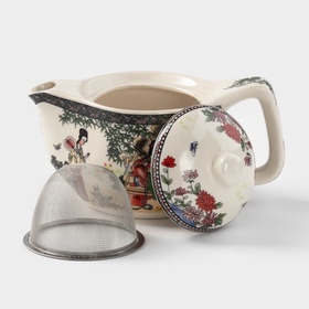 Заварочный чайник «Беседа», 350 мл, металлическое сито, керамика, белый