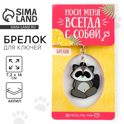 Брелок для ключей акриловый «Енот», 7.2×14 см