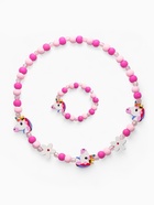 Набор детских украшений Выбражулька «Единорожек», 2 предмета: бусы, браслет, розовый - Фото 1