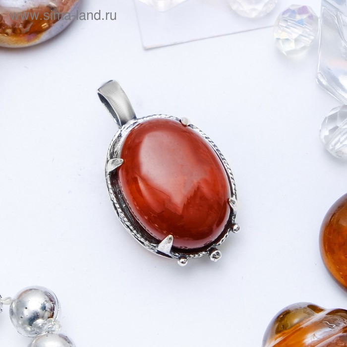 Подвеска посеребрение овал орнамент «Сердолик» - Фото 1