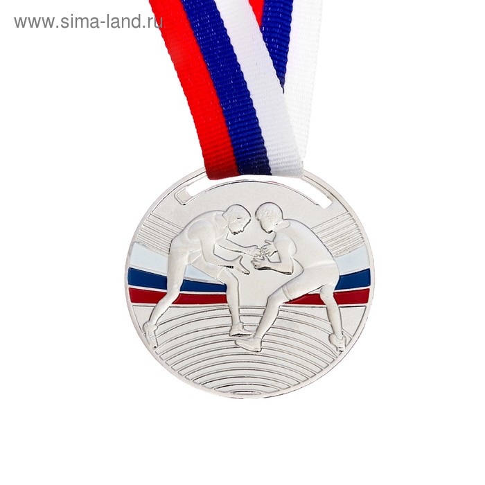Медаль тематическая «Борьба», серебро, d=5 см