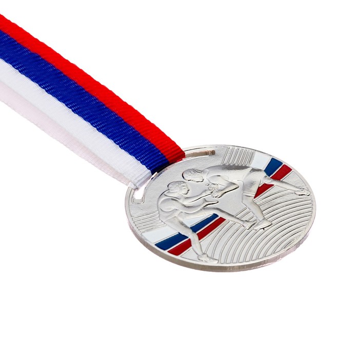 Медаль тематическая «Борьба», серебро, d=5 см - фото 1906966712