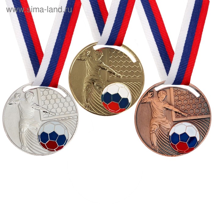 Медаль тематическая 139 «Футбол», d= 5 см. Цвет серебро. С лентой - Фото 1
