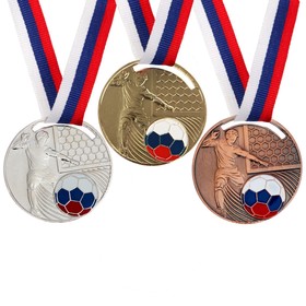 Медаль тематическая 139 «Футбол», d= 5 см. Цвет бронза. С лентой