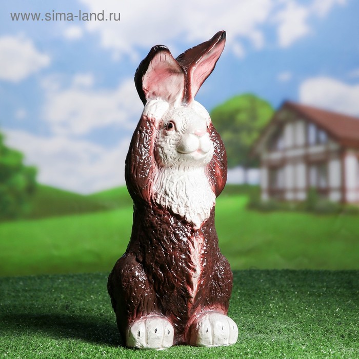 Садовая фигура "Заяц ушастый" 18х18х42см коричневый - Фото 1
