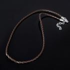 Шнурок вощёный кожаный d=3 мм, L=45 см, коричневый, косичка - Фото 4