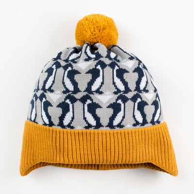 Шапка вязаная детская KAFTAN "Пингвины" размер 56, шерсть, пан, хлопок