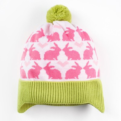 Шапка вязаная детская KAFTAN "Зайчики" размер 60, шерсть, пан, хлопок