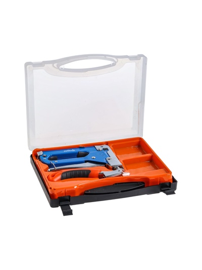 УЦЕНКА Степлер мебельный в кейсе ТУНДРА, типы скоб 140/28/300, 4-14 мм; антистеплер НЕТ СКОБ