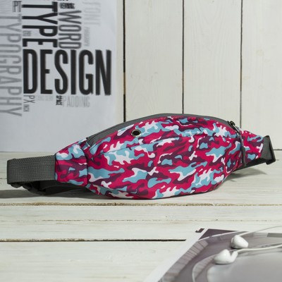 Сумка поясная, отдел на молнии, дышащая спинка, цвет розовый/голубой