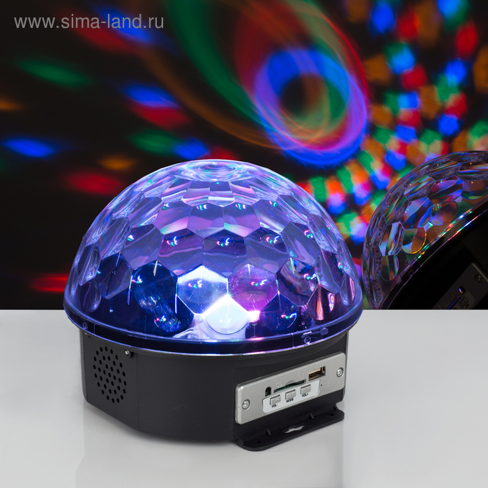 УЦЕНКА Световой прибор «Хрустальный шар», 17.5 см, 220 В, динамик, свечение RGB - Фото 1