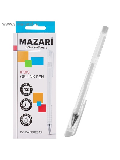 Ручка гелевая Pastel Mazari. IRBIS, белый стержень, узел 0.8 мм