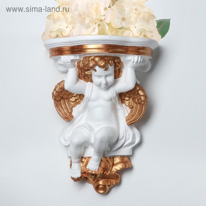 Кашпо "Ангел", бело-золотое, 27х16х37 см, микс - Фото 1