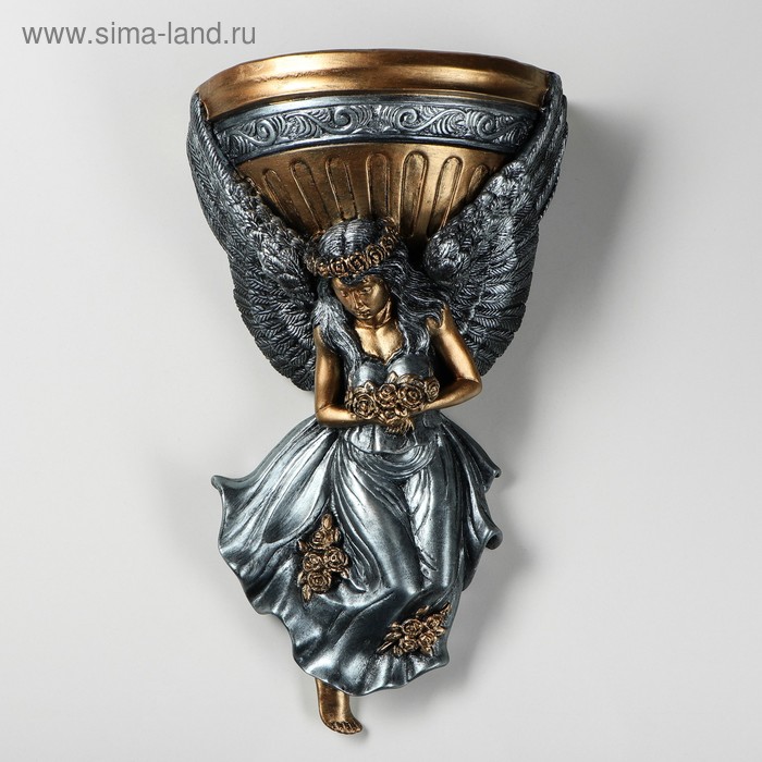 Кашпо настенное декоративное "Ангел", цветное, гипс, 24х14х41 см - Фото 1