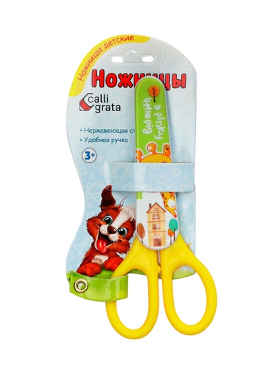 Ножницы 13.5 см, в пластиковом футляре, МИКС