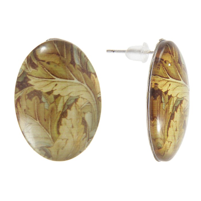 Серьги из стекла «Овал» листья, осенние - Фото 1