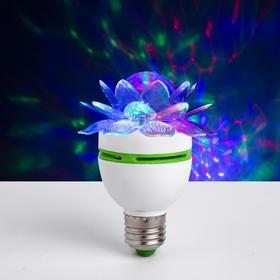 Световой прибор Хрустальный цветок 7.5 см, Е27, свечение RGB