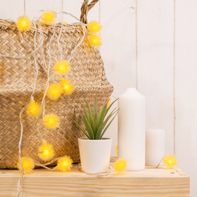 УЦЕНКА НИТЬ, 5 м, с насад. “Ежики Желтые”, Н.С. LED-30-220V, 8 режимов, ЖЕЛТЫЙ