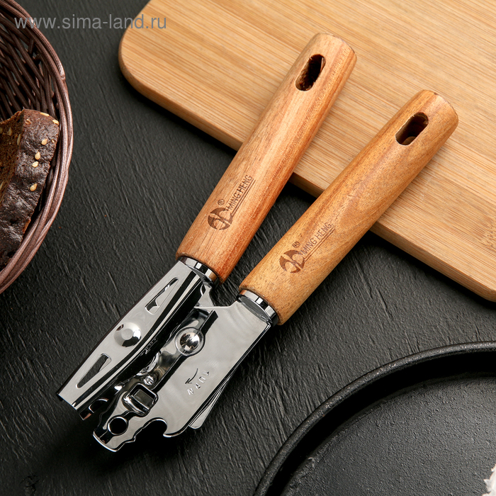 Нож консервный Доляна «Дорадо», 21 см, ручки из бразильской гевеи, цвет коричневый - Фото 1