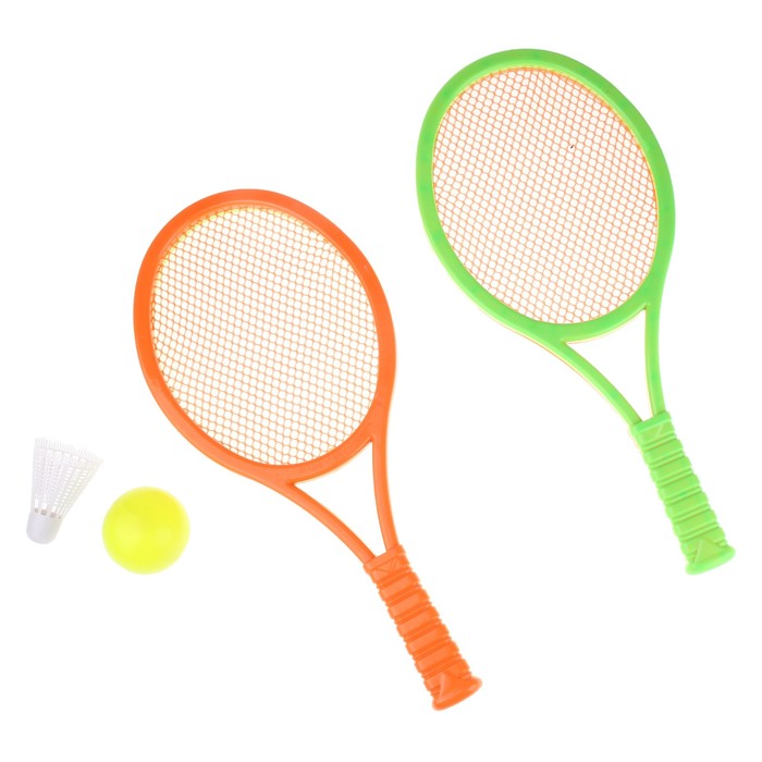 Бадминтон детский 2 ракетки сетка + шарик и волан, 40 см - Фото 1