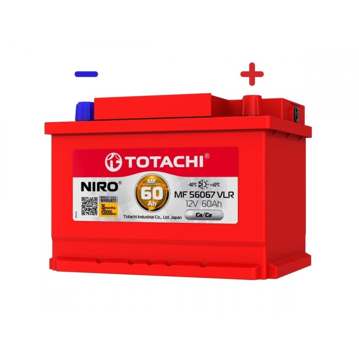 Аккумуляторная батарея Totachi NIRO MF 56067 VLR, 60 Ач, обратная полярность - Фото 1