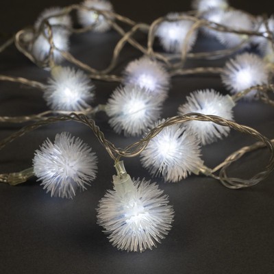 УЦЕНКА Гирлянда «Нить», 5 м, с насадками «Ёжики белые», IP20, 30 LED, 220 В, 8 режимов, прозрачная нить, свечение белое