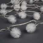 УЦЕНКА Гирлянда «Нить» 5 м с насадками «Ёжики белые», IP20, прозрачная нить, 30 LED, свечение тёплое белое, 8 режимов, 220 В - Фото 2