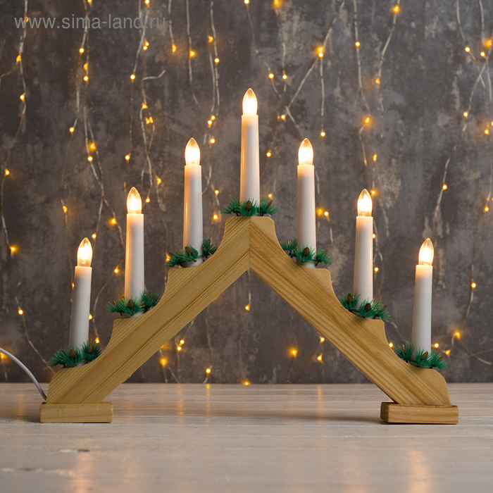 УЦЕНКА Светодиодная фигура «Рождественская горка» 39×31×5 см, дерево, 220 В, свечение тёплое белое - Фото 1