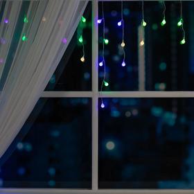 УЦЕНКА Гирлянда «Бахрома», 3×0.5 м, с насадками в виде шариков, IP20, 80 LED, 220 В, мигание, прозрачная нить, свечение мульти (RG/RB) 3958951
