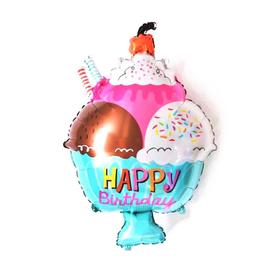Шар фольгированный 14" «С днём рождения», креманка мороженого, мини