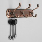 Вешалка ТУНДРА TVT003, металлическая, трёхрожковая, цвет медь - Фото 4