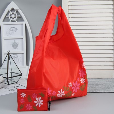 Сумка хозяйственная складная, 1 отдел, с карабином, цвет красный