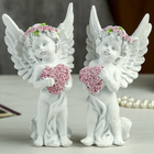 Фигурка полистоун «Ангел в розовом венке с сердцем из роз», 15×7.8×5.5 см, МИКС - Фото 1