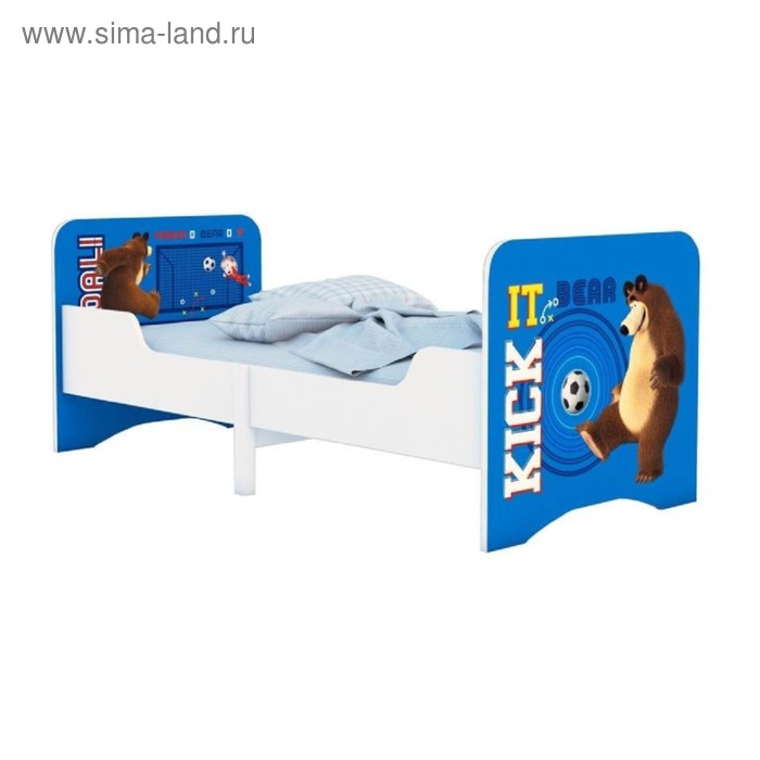 Кровать детская раздвижная Polini kids Fun 3200 «Маша и Медведь», 3 положения, цвет синий - Фото 1