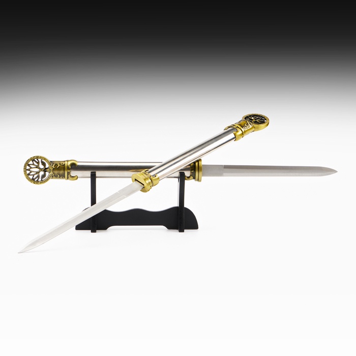 Макет оружия «Сувенирный кинжал на подставке 2в1. Лотос», подарочный набор, рукоять под голографию, 59 см - Фото 1