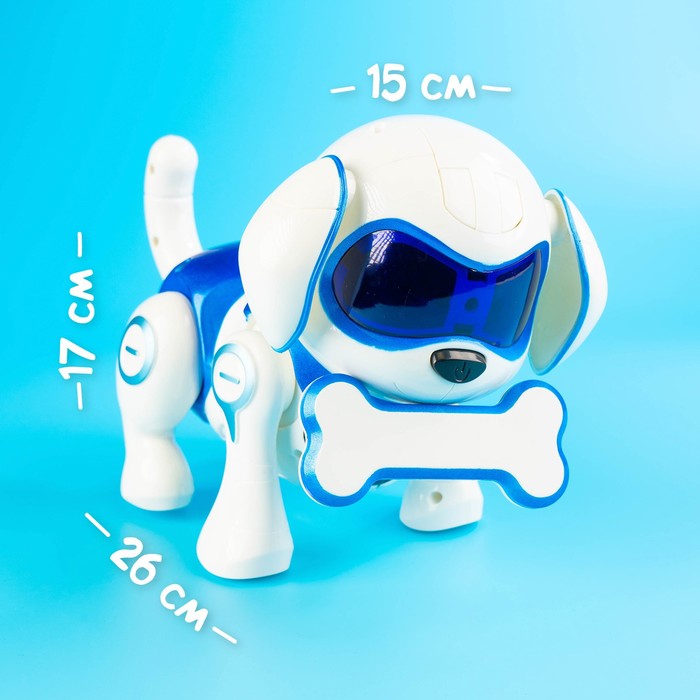 Робот собака «Чаппи» IQ BOT, интерактивный: сенсорный, свет, звук, музыкальный, танцующий, на аккумуляторе, на русском языке, синий - фото 1905518471