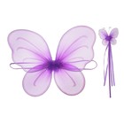 Карнавальный набор «Бабочка», 2 предмета: крылья, жезл, 4-6 лет, цвет сиреневый - Фото 1