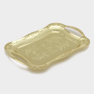 Поднос «Изобилие. Золото», 31×20×2 см, с ручками, нержавеющая сталь, золотистый