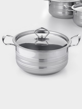 Набор кастрюль «Ясмин», 4 шт.: 2 л, 2.7 л, 3.5 л, 4.5 л, d=17/19/21/23 см, индукция, нержавеющая сталь