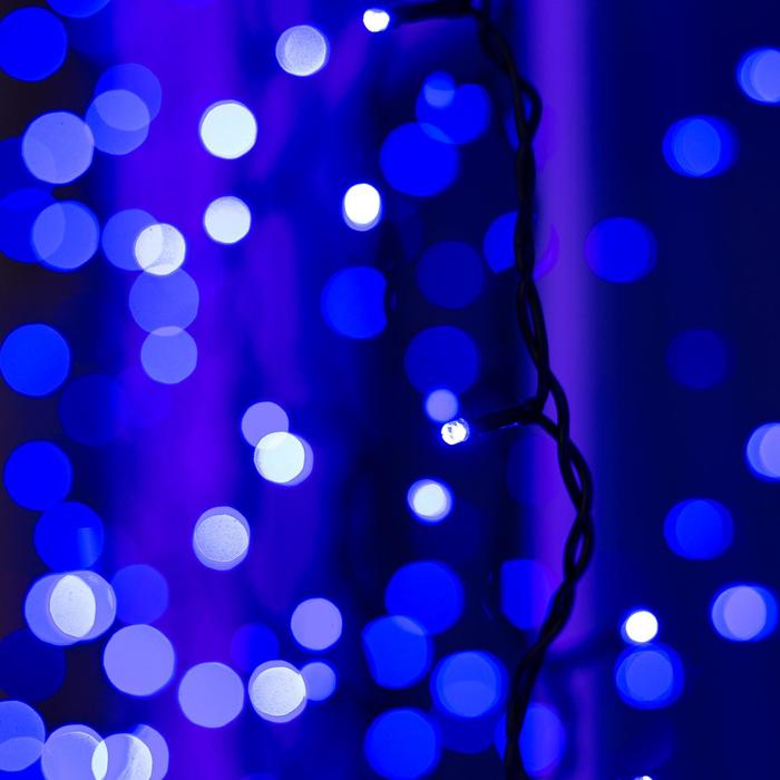 Гирлянда «Занавес» 2 × 1.5 м, IP44, УМС, тёмная нить, 360 LED, свечение синее, 220 В - фото 1899645567